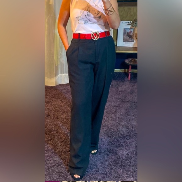 Pants - House Of Harlow Black Linen Blend High Rise Wide leg Trouser Pants